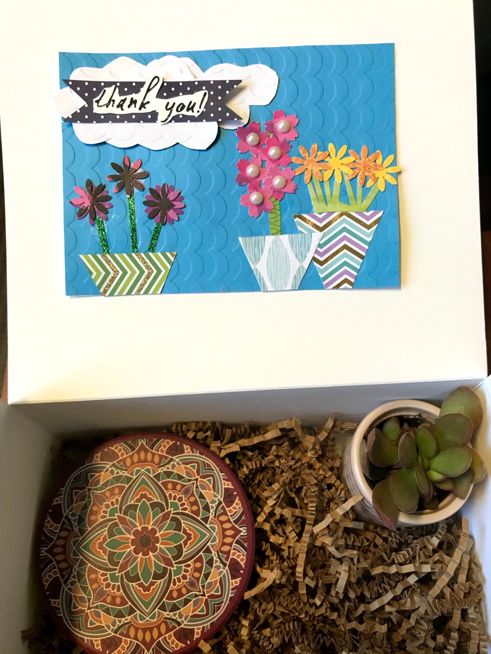 Homemade Card Flowers Gift Box Coworkers