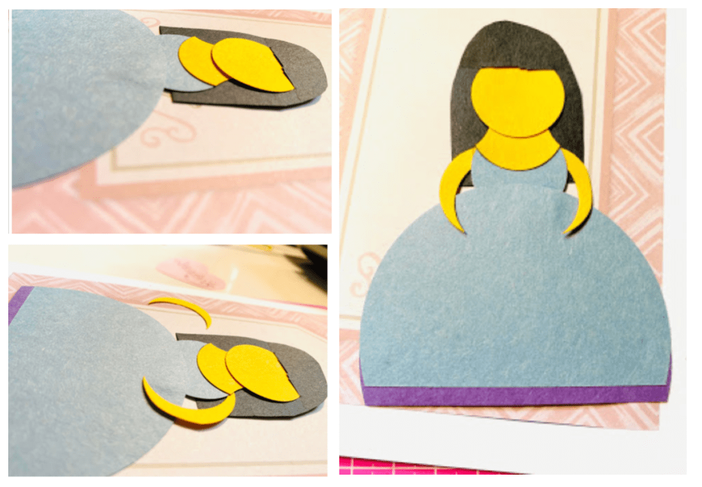 Assembling the rest of the "be brave" paper princess card 