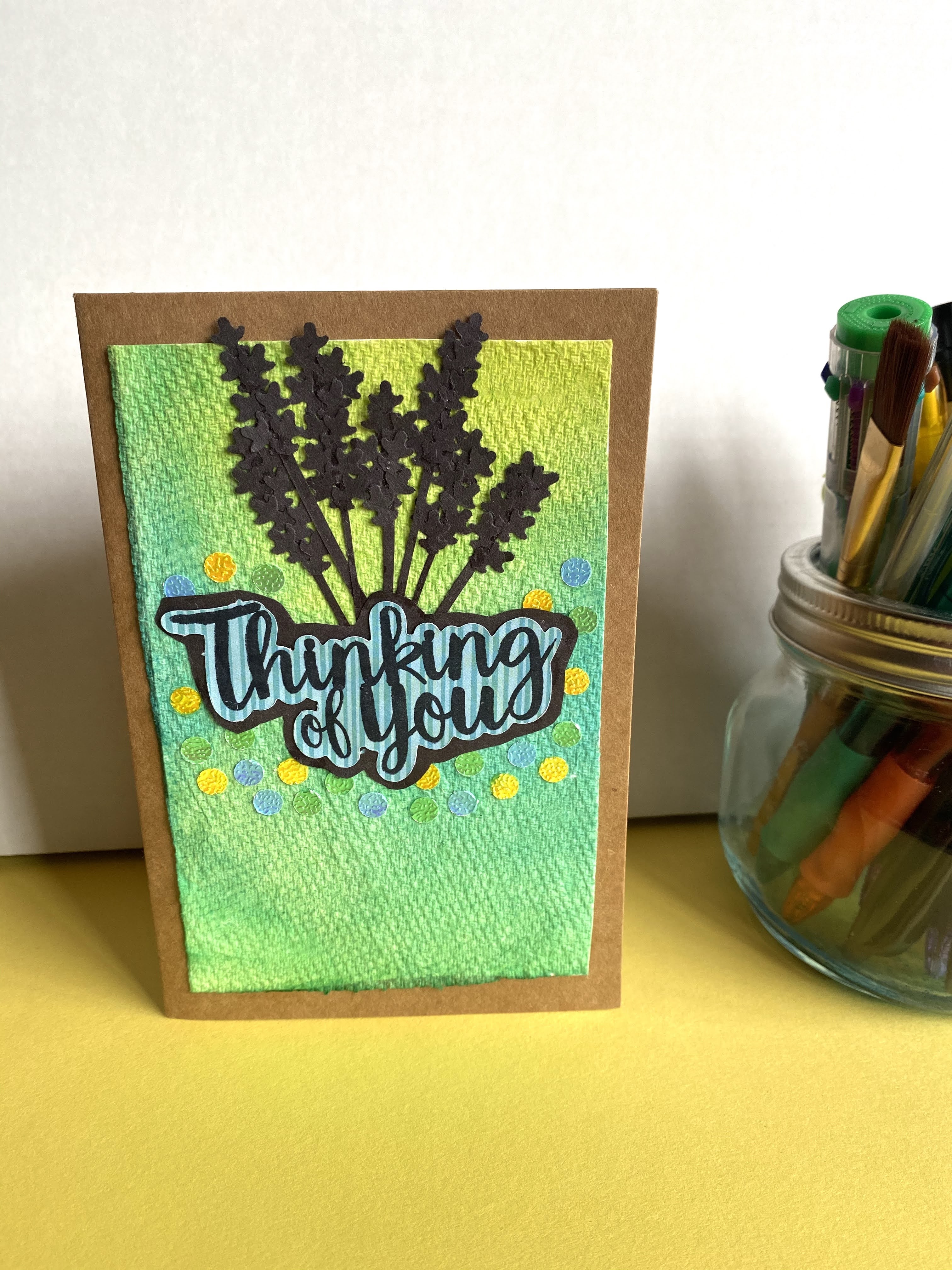 Silhouette of Lavender Flowers  Homemade Card