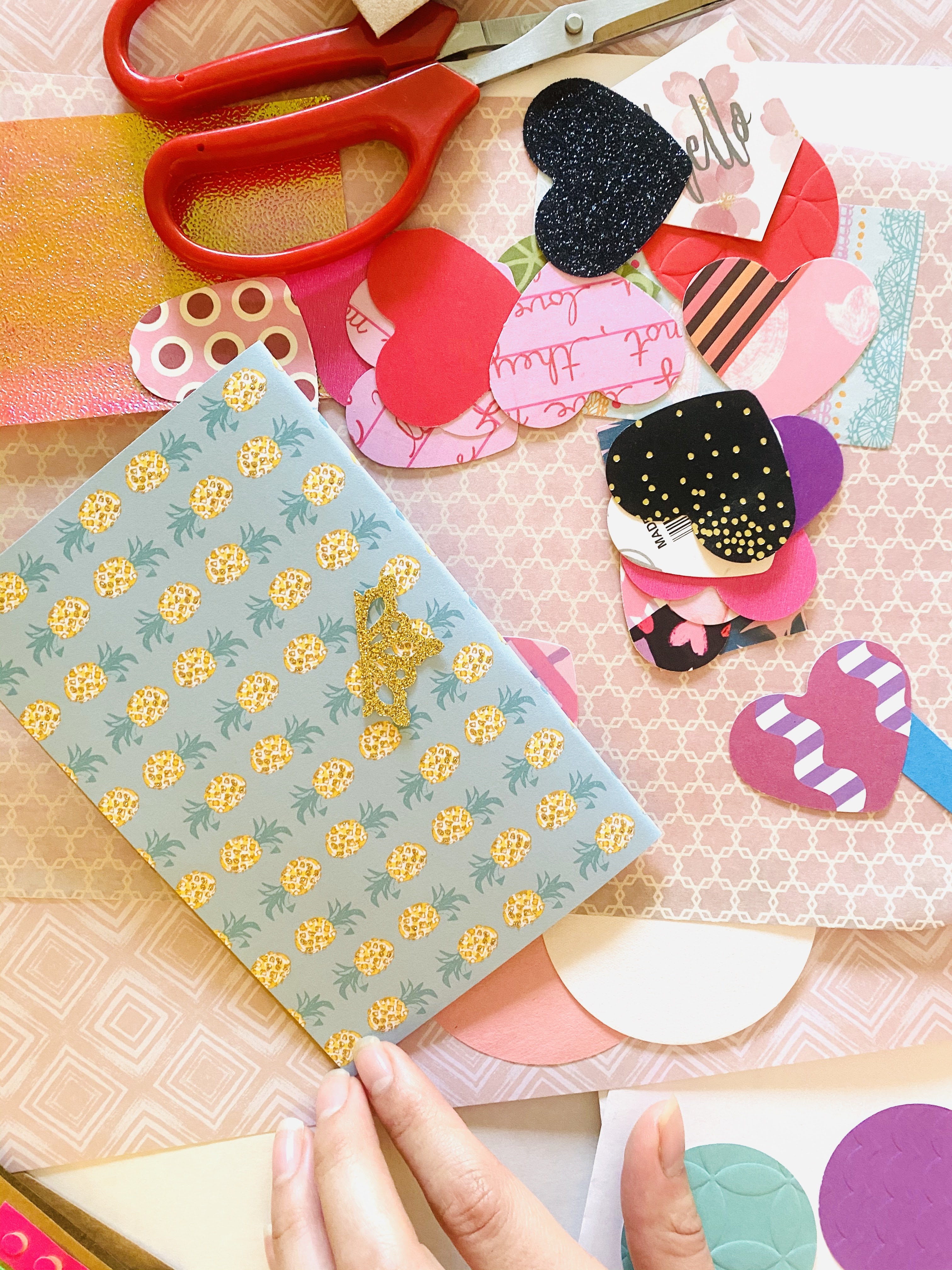 Pineapple glittered card stock paper. 